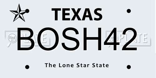 BOSH42 Texas License Plate