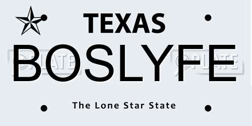 BOSLYFE Texas License Plate