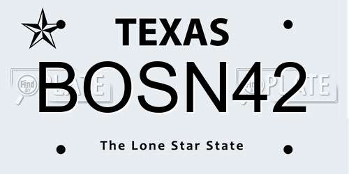 BOSN42 Texas License Plate