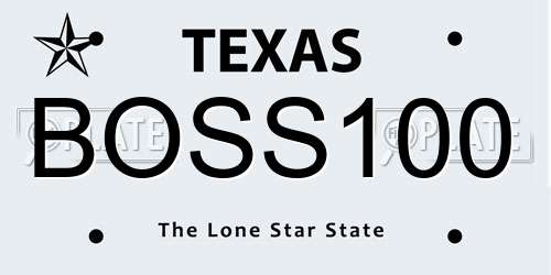 BOSS100 Texas License Plate