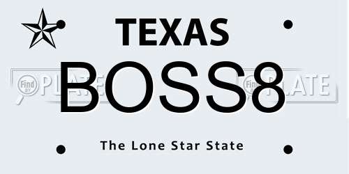 BOSS8 Texas License Plate