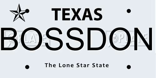 BOSSDON Texas License Plate