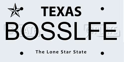 BOSSLFE Texas License Plate