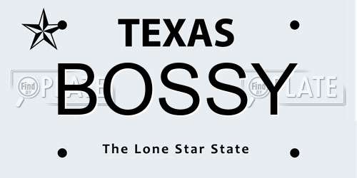 BOSSY Texas License Plate