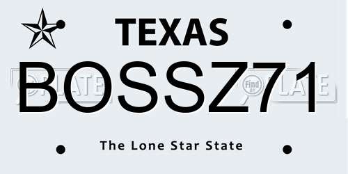 BOSSZ71 Texas License Plate