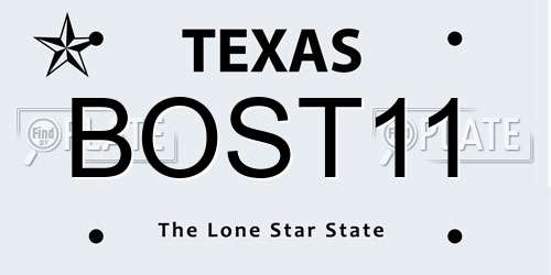 BOST11 Texas License Plate