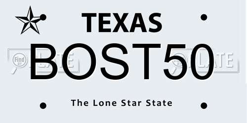 BOST50 Texas License Plate