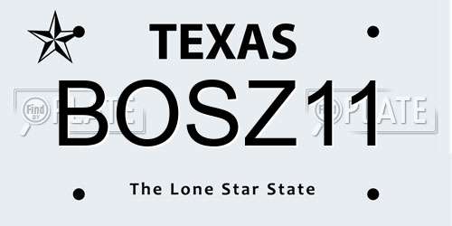 BOSZ11 Texas License Plate