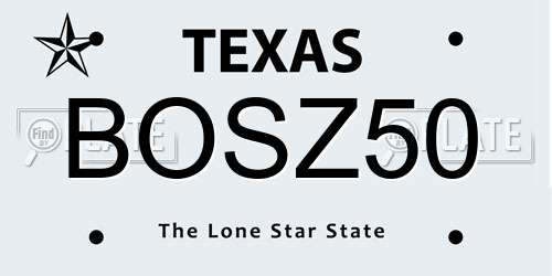 BOSZ50 Texas License Plate
