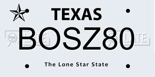 BOSZ80 Texas License Plate