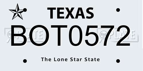 BOT0572 Texas License Plate