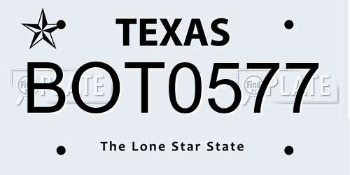 BOT0577 Texas License Plate