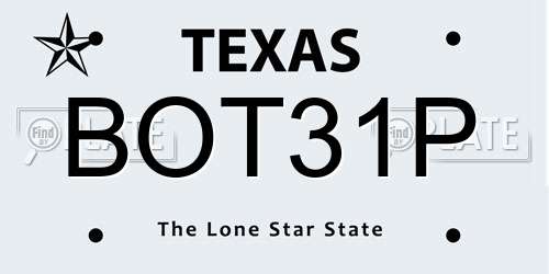 BOT31P Texas License Plate