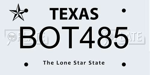 BOT485 Texas License Plate
