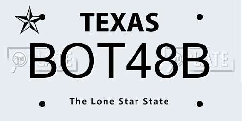 BOT48B Texas License Plate