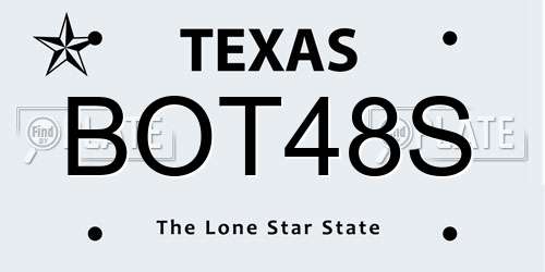 BOT48S Texas License Plate
