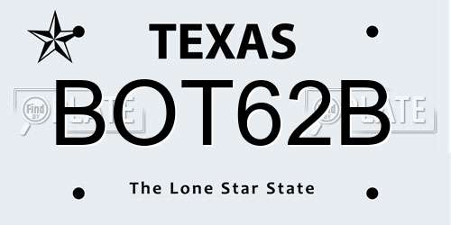BOT62B Texas License Plate