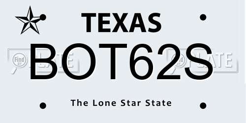 BOT62S Texas License Plate