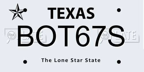 BOT67S Texas License Plate
