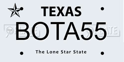 BOTA55 Texas License Plate