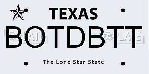 BOTDBTT Texas License Plate