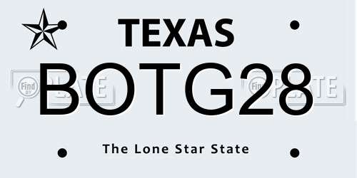 BOTG28 Texas License Plate