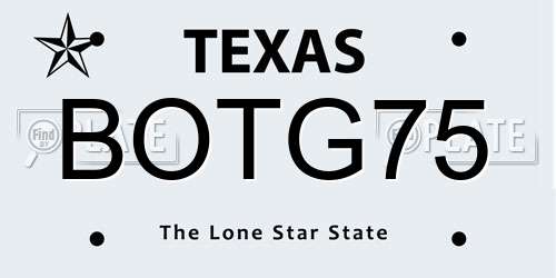 BOTG75 Texas License Plate