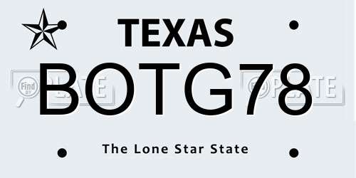 BOTG78 Texas License Plate