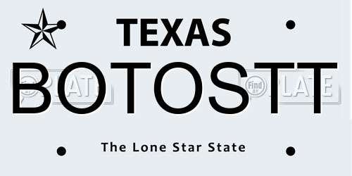 BOTOSTT Texas License Plate