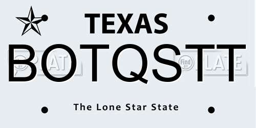 BOTQSTT Texas License Plate