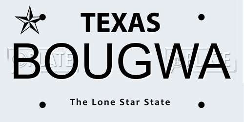 BOUGWA Texas License Plate