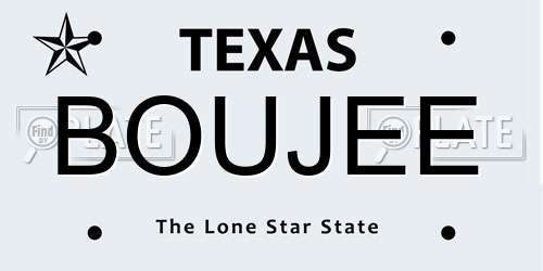 BOUJEE Texas License Plate