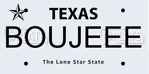 BOUJEEE Texas License Plate