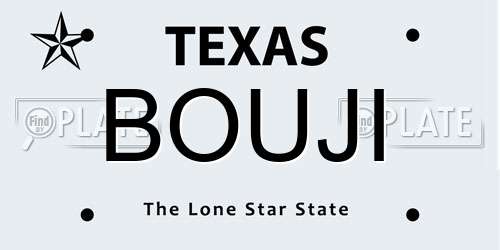 BOUJI Texas License Plate