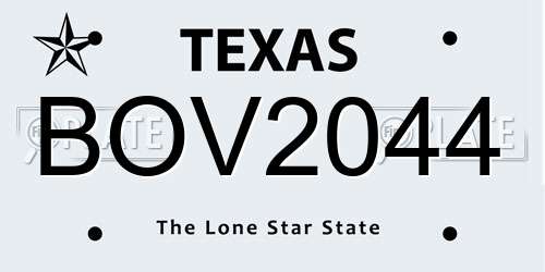 BOV2044 Texas License Plate