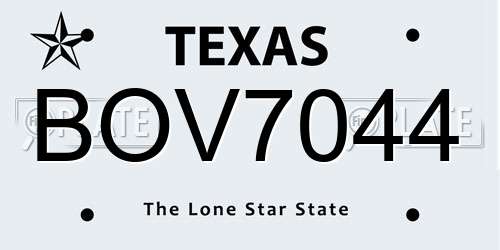 BOV7044 Texas License Plate