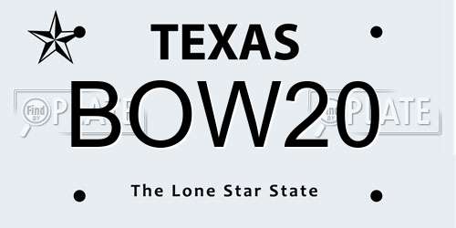 BOW20 Texas License Plate