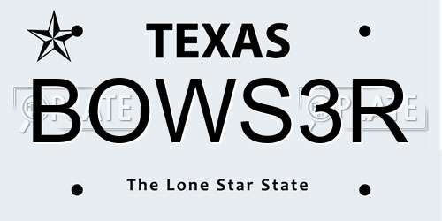 BOWS3R Texas License Plate