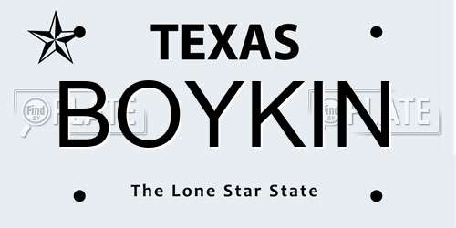 BOYKIN Texas License Plate