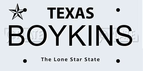 BOYKINS Texas License Plate