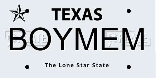 BOYMEM Texas License Plate