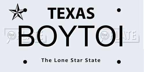 BOYTOI Texas License Plate