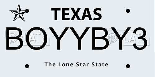 BOYYBY3 Texas License Plate