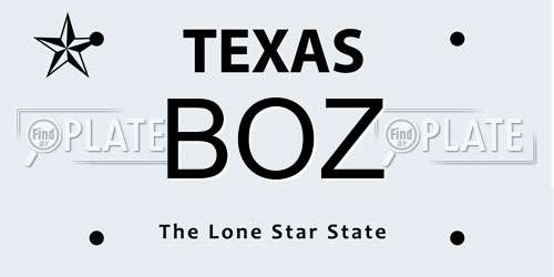 BOZ Texas License Plate