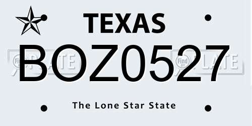 BOZ0527 Texas License Plate