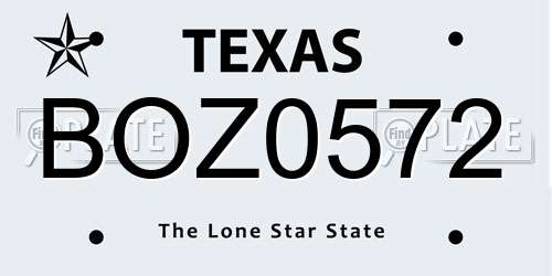 BOZ0572 Texas License Plate