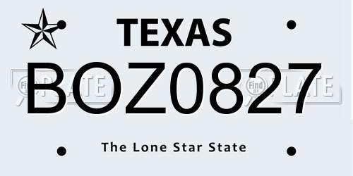 BOZ0827 Texas License Plate