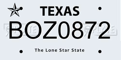BOZ0872 Texas License Plate