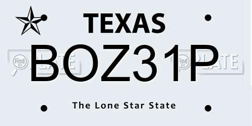 BOZ31P Texas License Plate