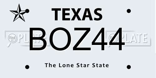 BOZ44 Texas License Plate